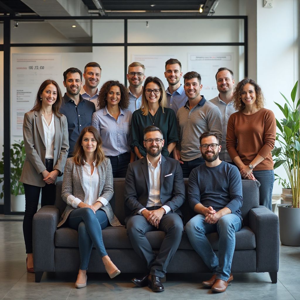 Echipa în biroul din București